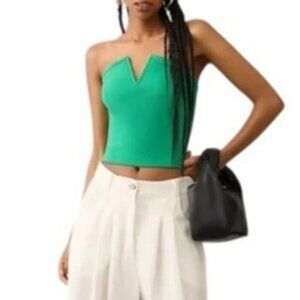 Anthropologie Maeve Large Strapless Corset Top Green NWT
